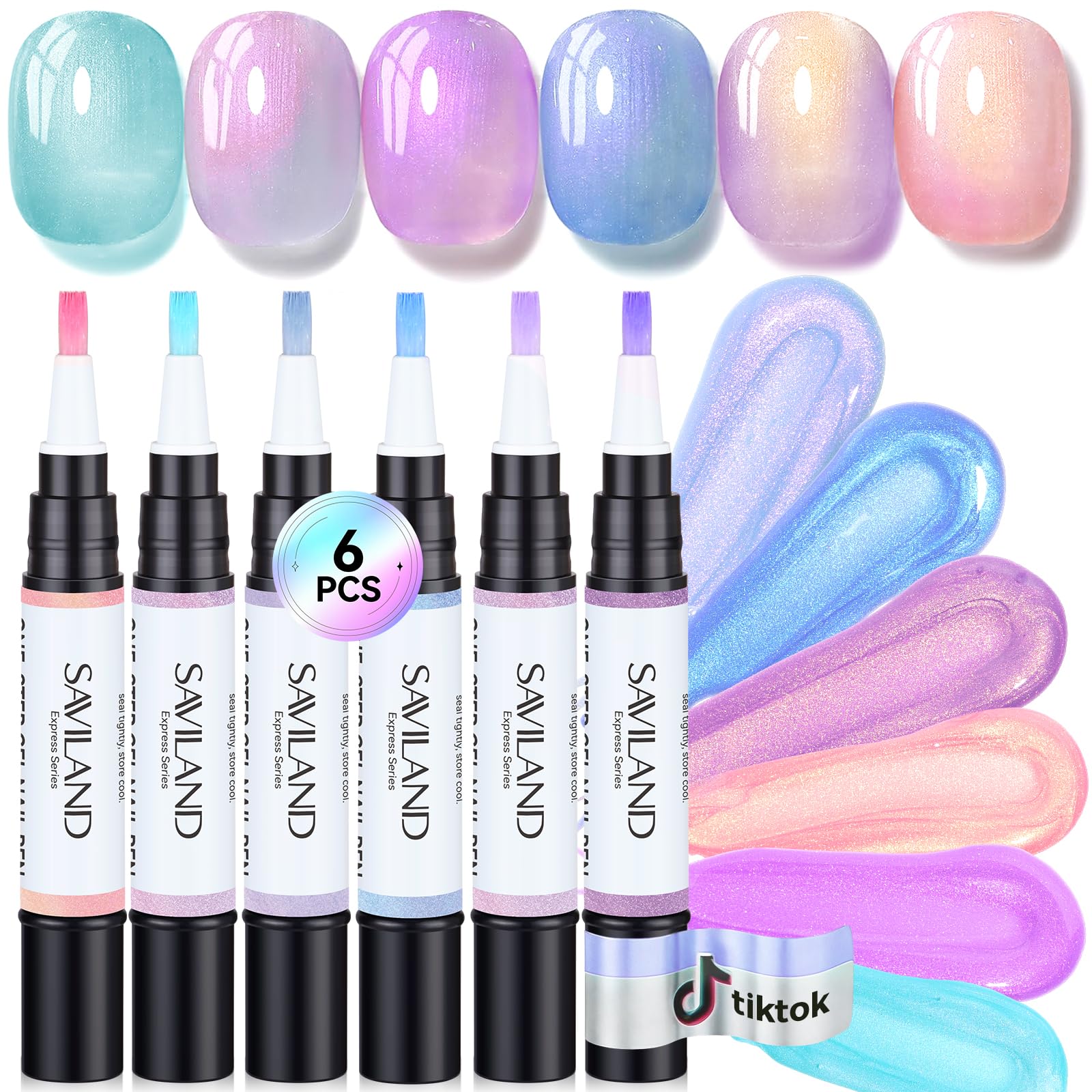 Amazon.com: SAVILAND One-Step Gel Nail Polish Pens Set: 6 Pearl
